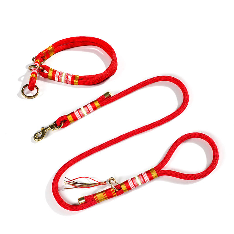 Hand-knitted Braided Rope No Pull Dog Training Leash & Collar