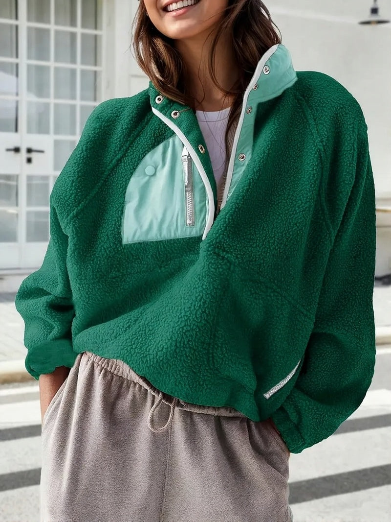 Cozy Colorblock Fleece Pullover