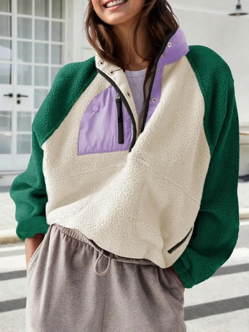 Cozy Colorblock Fleece Pullover