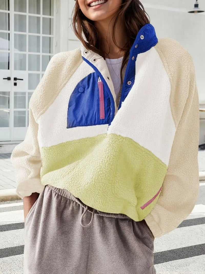 Cozy Colorblock Fleece Pullover