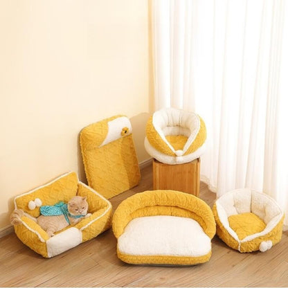 Cheese Cat Bed Fleece Jacquard Comfortable Dog Bed