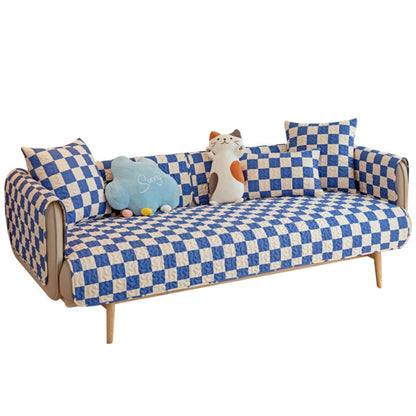 Colorful Checkerboard Anti-scratch Furniture Protector Couch Cover