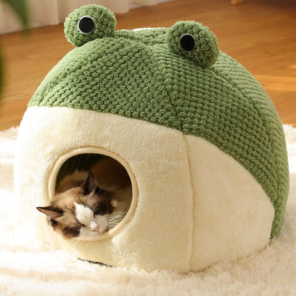 Adorable Frog Shape Wrapped Pet Bed Cat Cave