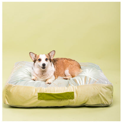 Bow Tie Pillow Ice Silk Velvet Square Cooling Dog Bed