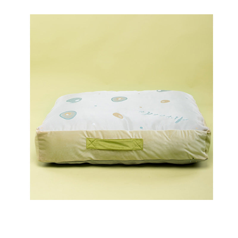 Bow Tie Pillow Ice Silk Velvet Square Cooling Dog Bed