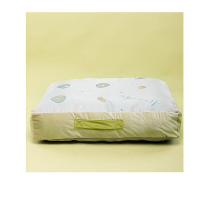 Bow Tie Pillow Ice Silk Velvet Square Cooling Dog Bed