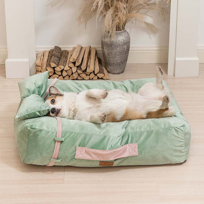 Bow Tie Pillow Ice Silk Velvet Square Cooling Dog Bed