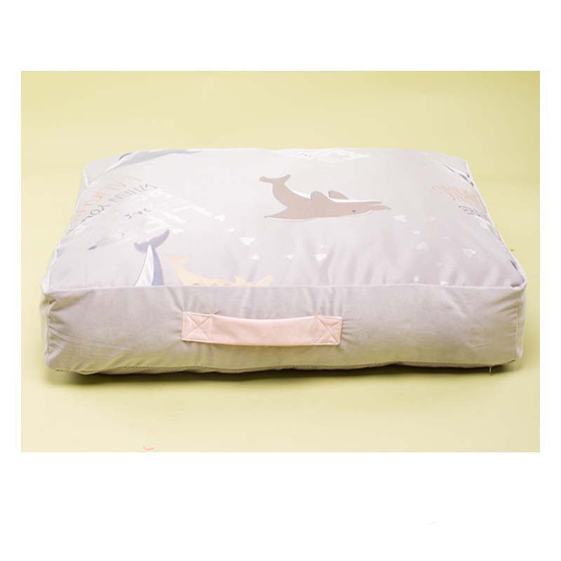 Bow Tie Pillow Ice Silk Velvet Square Cooling Dog Bed