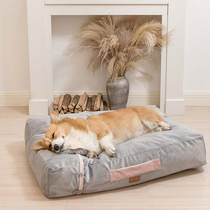 Bow Tie Pillow Ice Silk Velvet Square Cooling Dog Bed