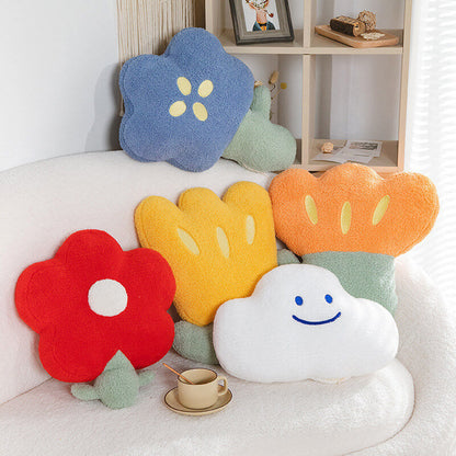 Colourful Flower Skin-friendly Teddy Fleece Sofa Cushion