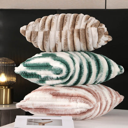 Soft Plush Color-block Throw Pillow