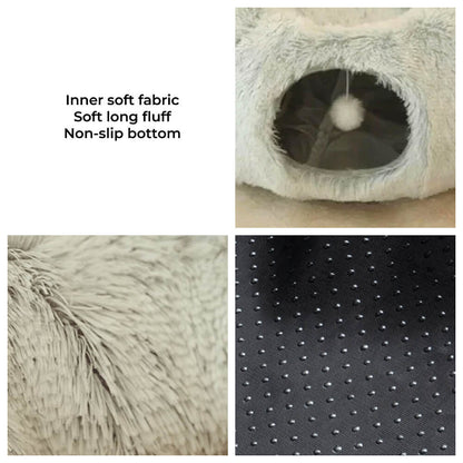 2 in 1 Foldable Indoor Soft Round Cat Tunnel Bed
