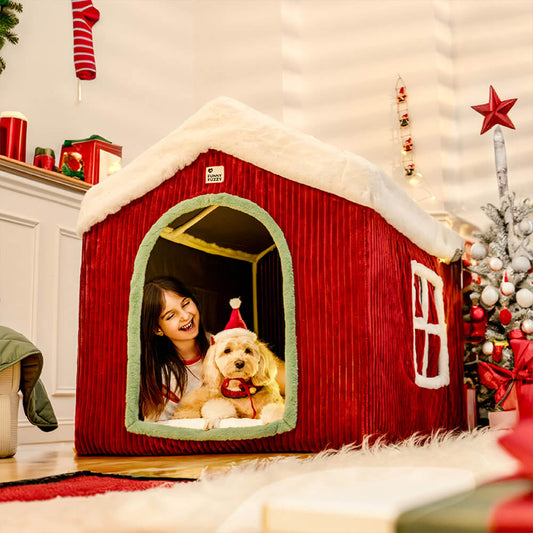 Christmas Snow House Cozy Warmth Large Dog House