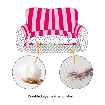 Trendy Striped Faux Lambswool Double Layer Cat Sofa Bed