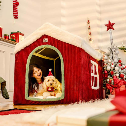 Gingerbread Snow House Pet Tent Detachable Large Dog House