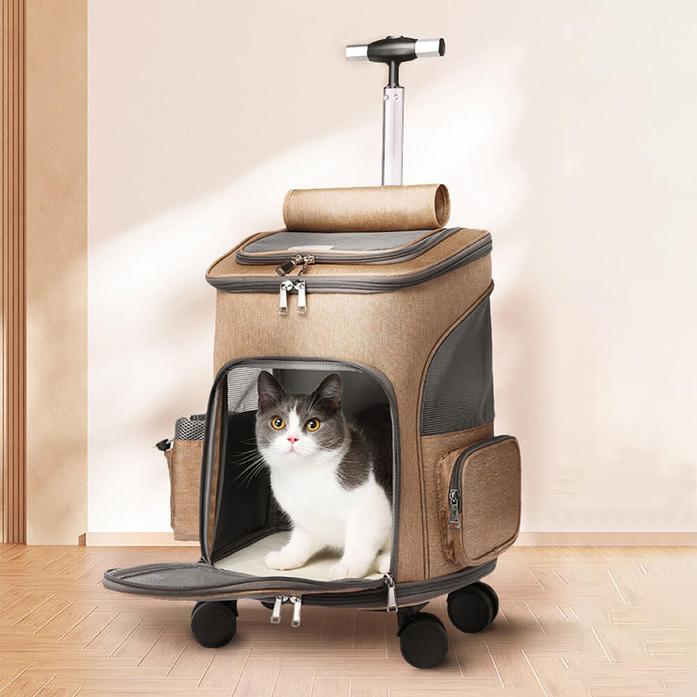 Portable Folding Trolley Universal Wheels Travel Large Pet Carrier Backpack