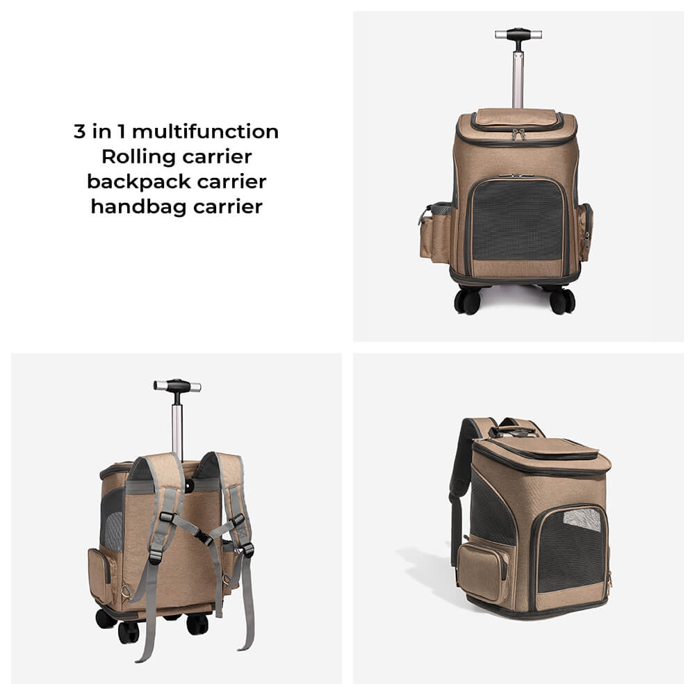 Portable Folding Trolley Universal Wheels Travel Large Pet Carrier Backpack
