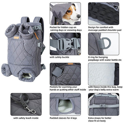 Winter Thickened Warm Hands Free Portable Travel Pet Dog Carrier Backpack