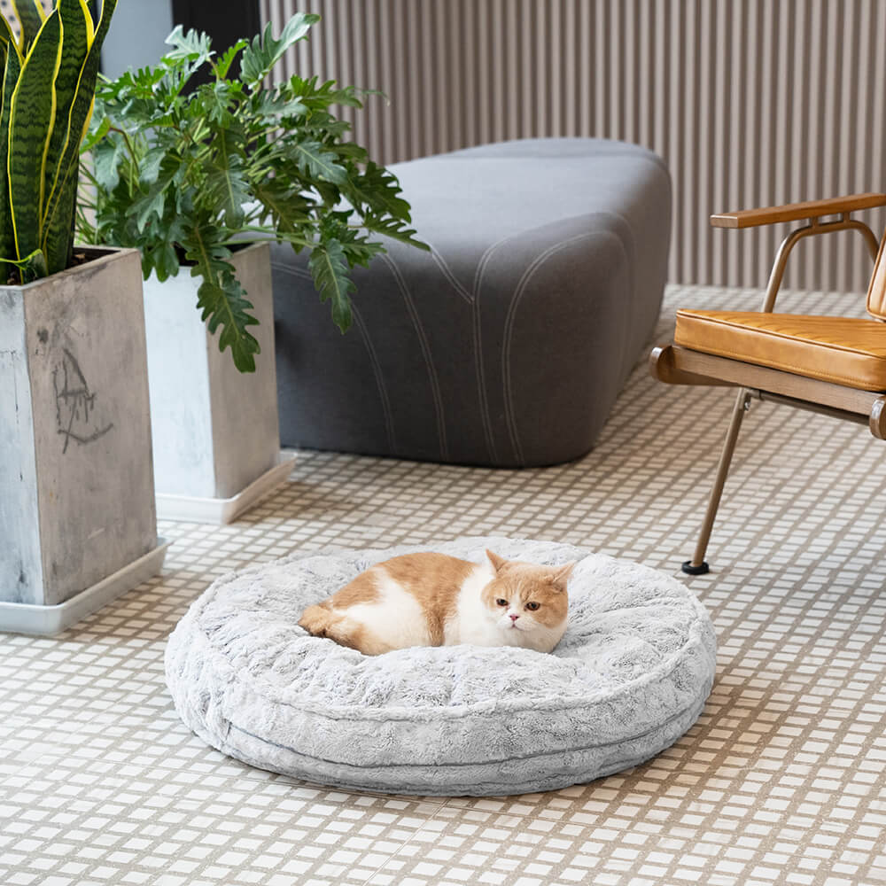 Warming Fluffy Round Cloud Shape Calming Dog Bed