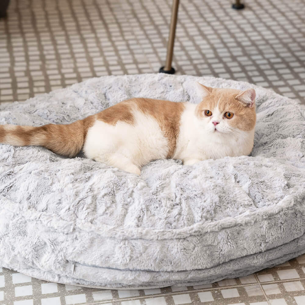 Warming Fluffy Round Cloud Shape Calming Dog Bed