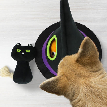 Halloween Witch Hat Squeaky Pumpkin Black Cat Eyes Dog Four-Piece Set Toys