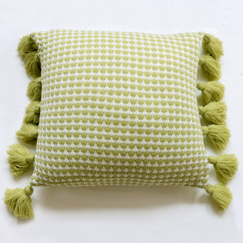 Knitted Tassel Pillow Living Room Cushion