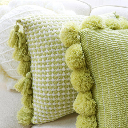 Knitted Tassel Pillow Living Room Cushion