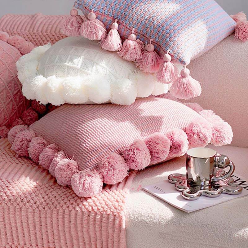 Knitted Tassel Pillow Living Room Cushion