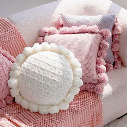Knitted Tassel Pillow Living Room Cushion