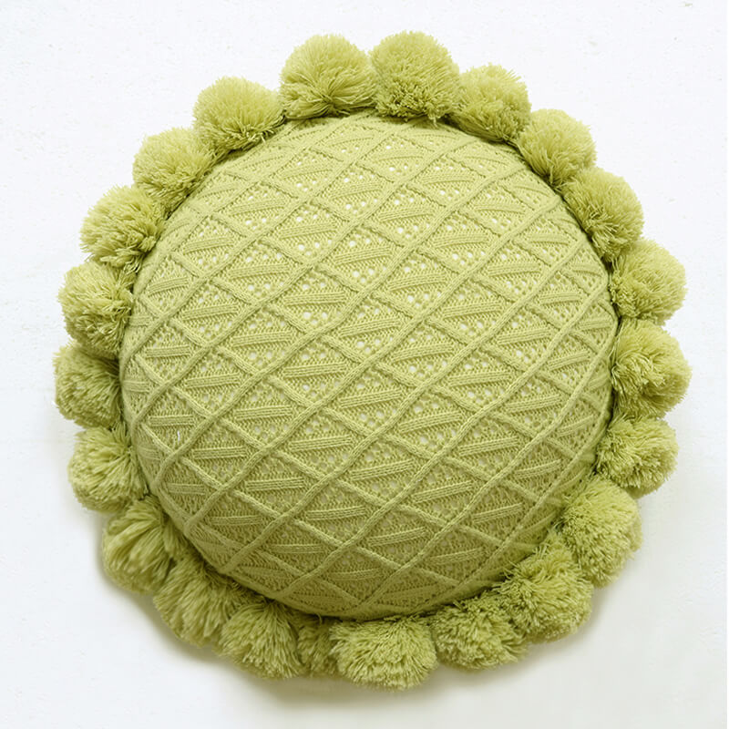 Knitted Tassel Pillow Living Room Cushion