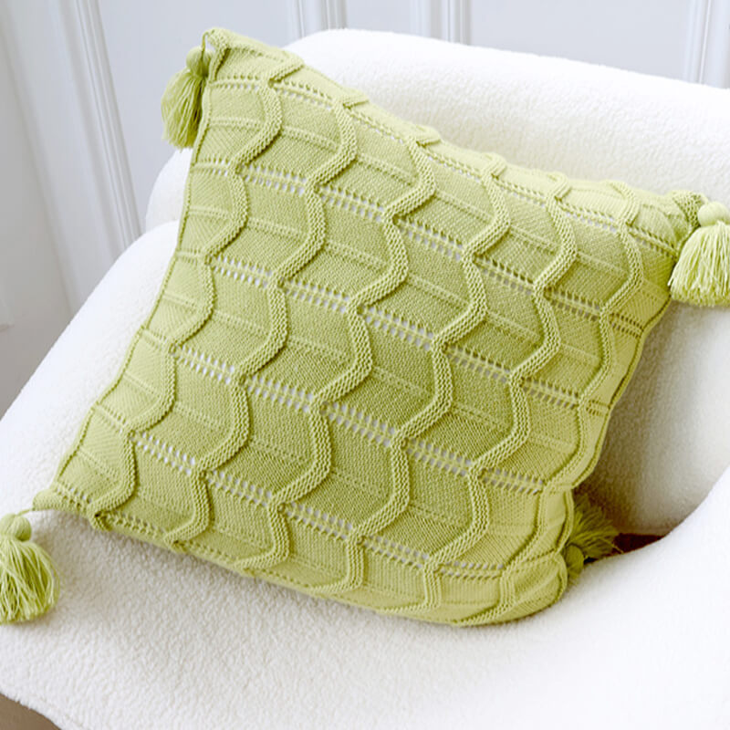 Knitted Tassel Pillow Living Room Cushion