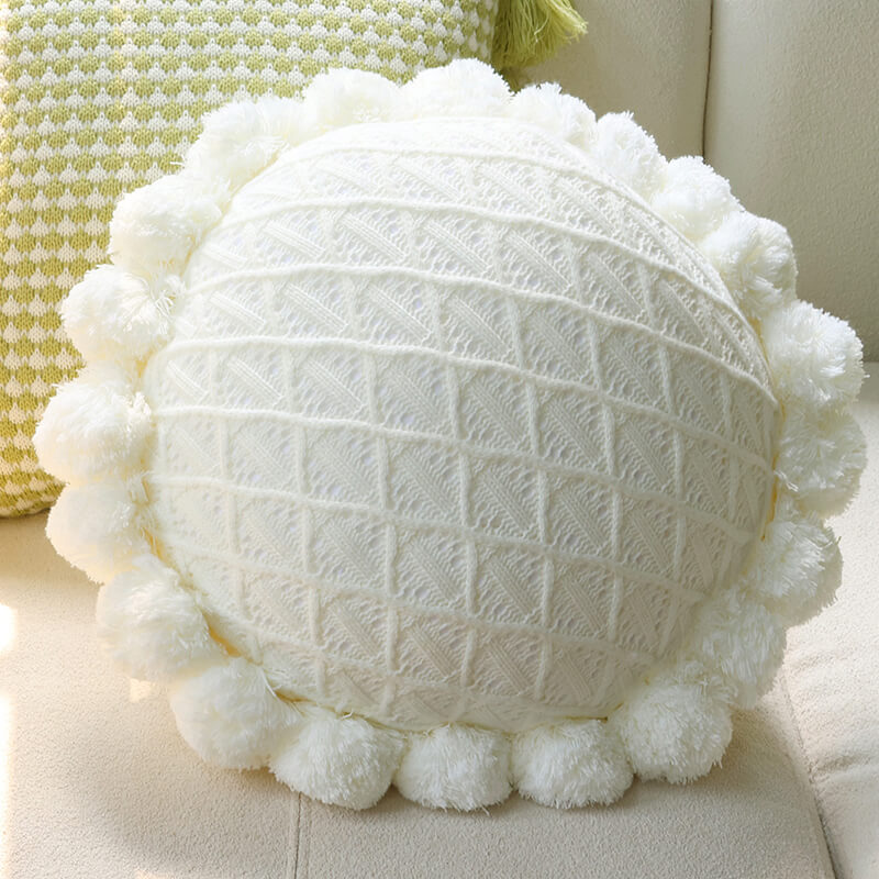 Knitted Tassel Pillow Living Room Cushion