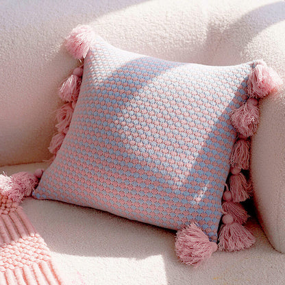 Knitted Tassel Pillow Living Room Cushion