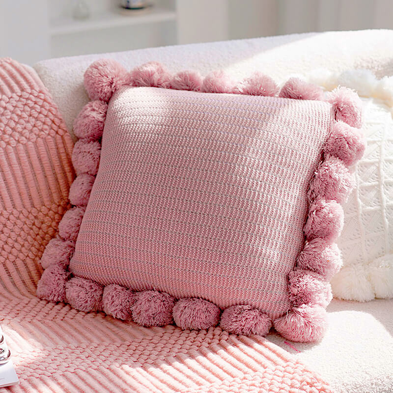 Knitted Tassel Pillow Living Room Cushion