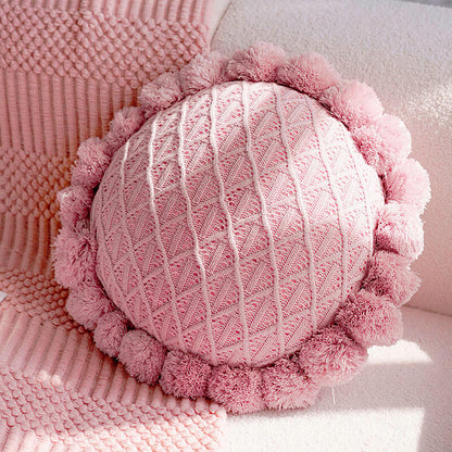 Knitted Tassel Pillow Living Room Cushion