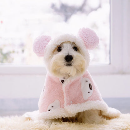 Bear Lamb Fleece Dog Cape Warm Clothing