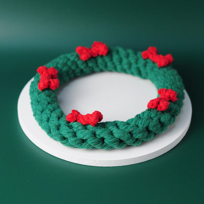 Christmas Cotton Rope Toy Chew Resistant Dog Teething Toys Set