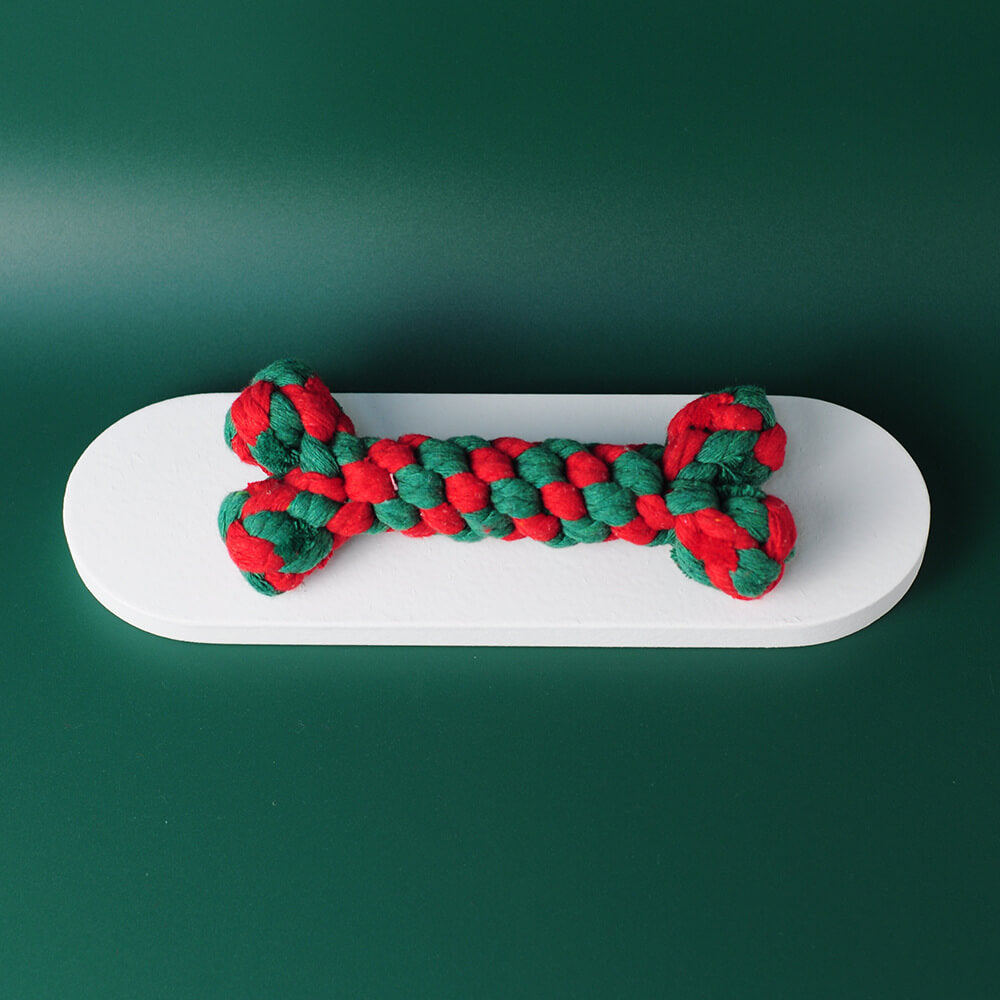 Christmas Cotton Rope Toy Chew Resistant Dog Teething Toys Set