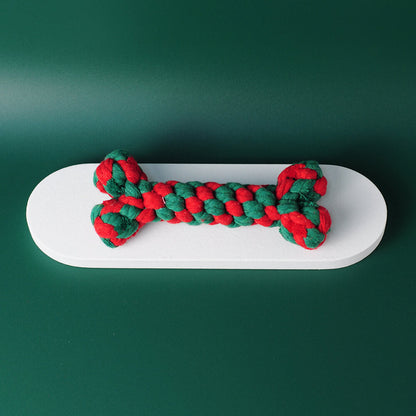 Christmas Cotton Rope Toy Chew Resistant Dog Teething Toys Set