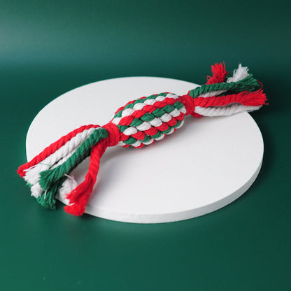 Christmas Cotton Rope Toy Chew Resistant Dog Teething Toys Set