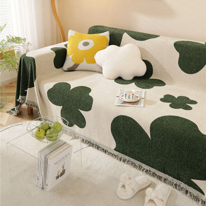 Clover Pattern Blanket Chenille Large Couch Cover