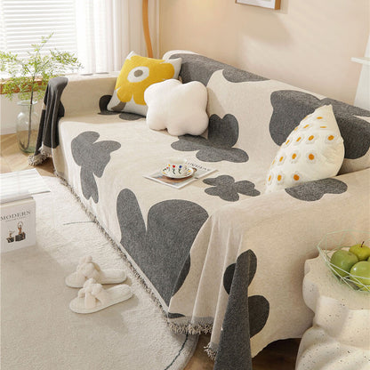 Clover Pattern Blanket Chenille Large Couch Cover