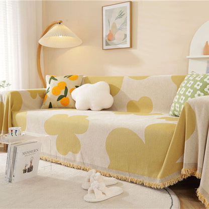 Clover Pattern Blanket Chenille Large Couch Cover