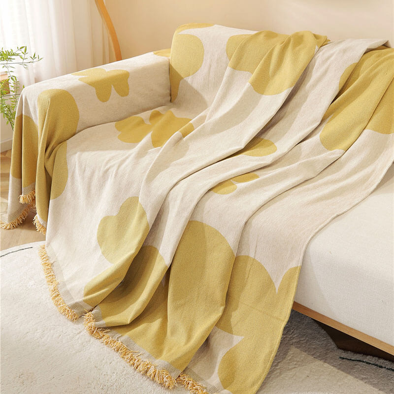 Clover Pattern Blanket Chenille Large Couch Cover