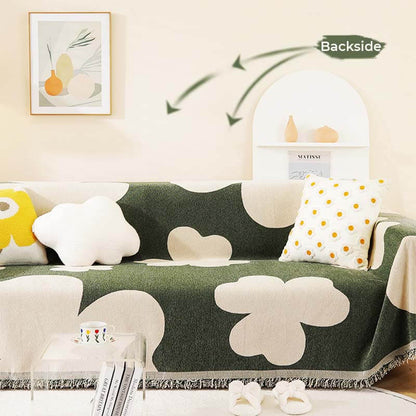 Clover Pattern Blanket Chenille Large Couch Cover