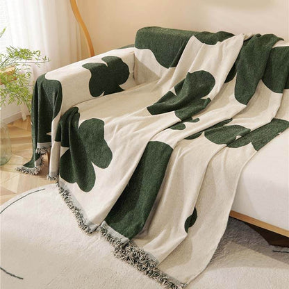 Clover Pattern Blanket Chenille Large Couch Cover