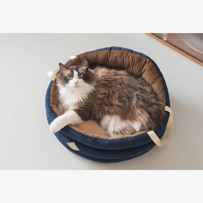 Corduroy Soft Pet Carrier Bag Cat Basket Bed