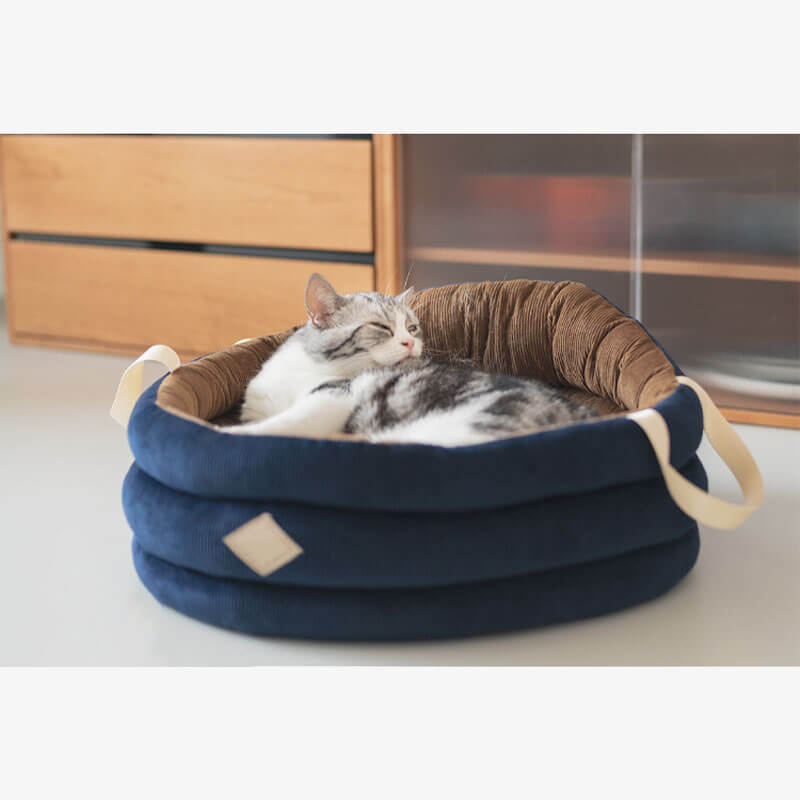 Corduroy Soft Pet Carrier Bag Cat Basket Bed