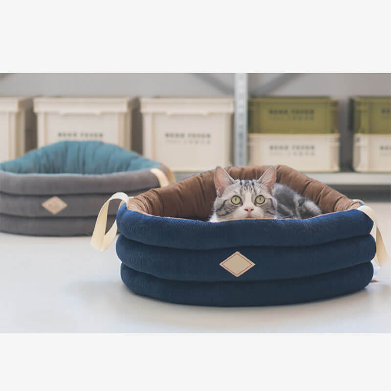 Corduroy Soft Pet Carrier Bag Cat Basket Bed