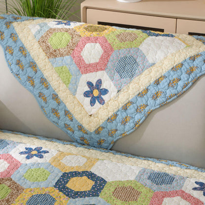 Country Style Honeycomb Pattern Cotton Non-Slip Couch Cover